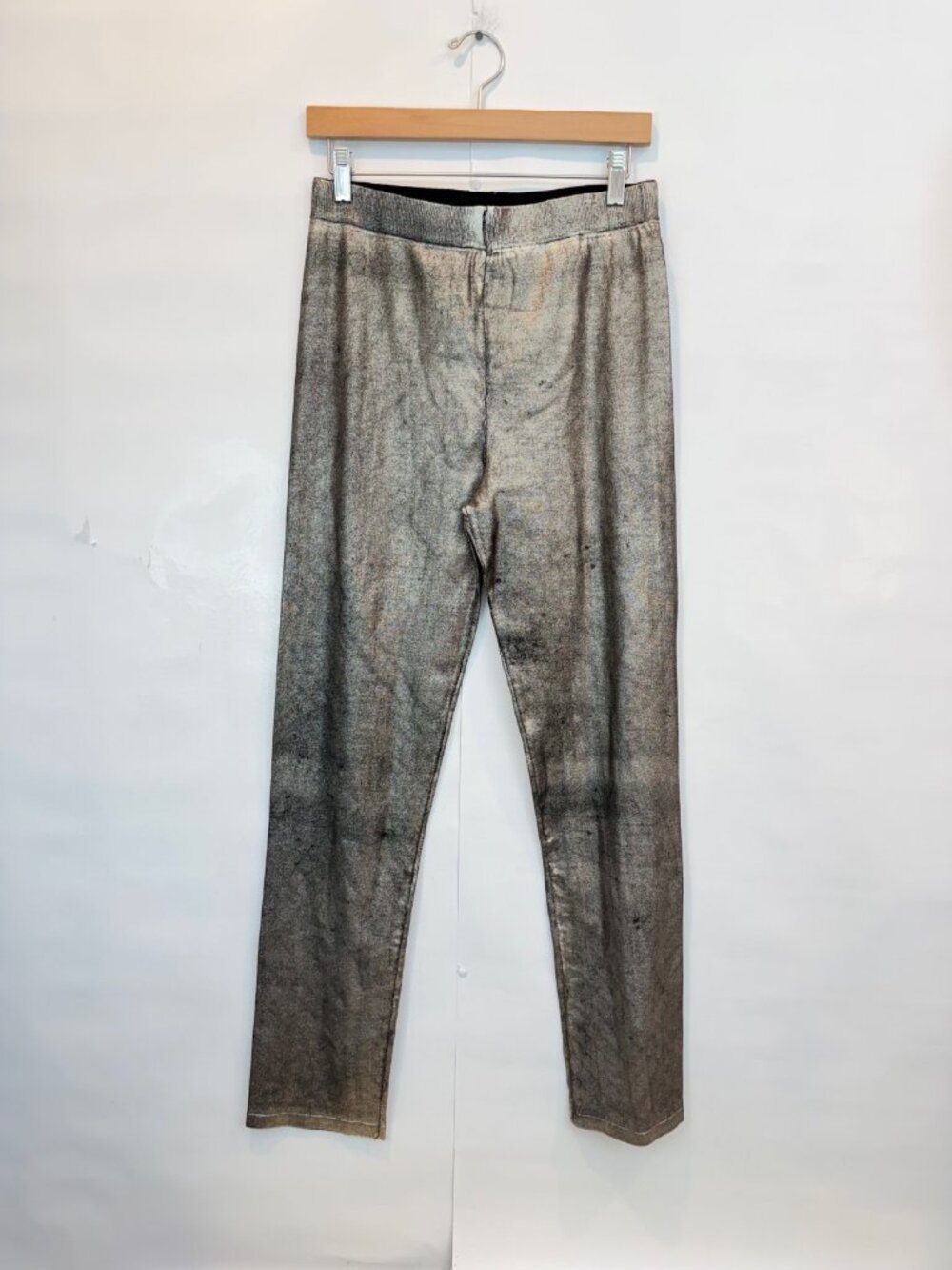 Minnie Rose Viscose Tapered Pant Metallic Gold Small Pull On Elastic Waist NWT